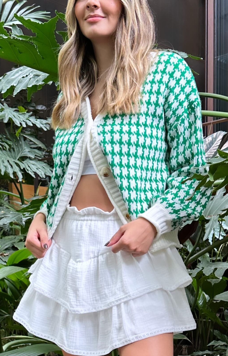 Falda blanca con pretina elástica y boleros Greca