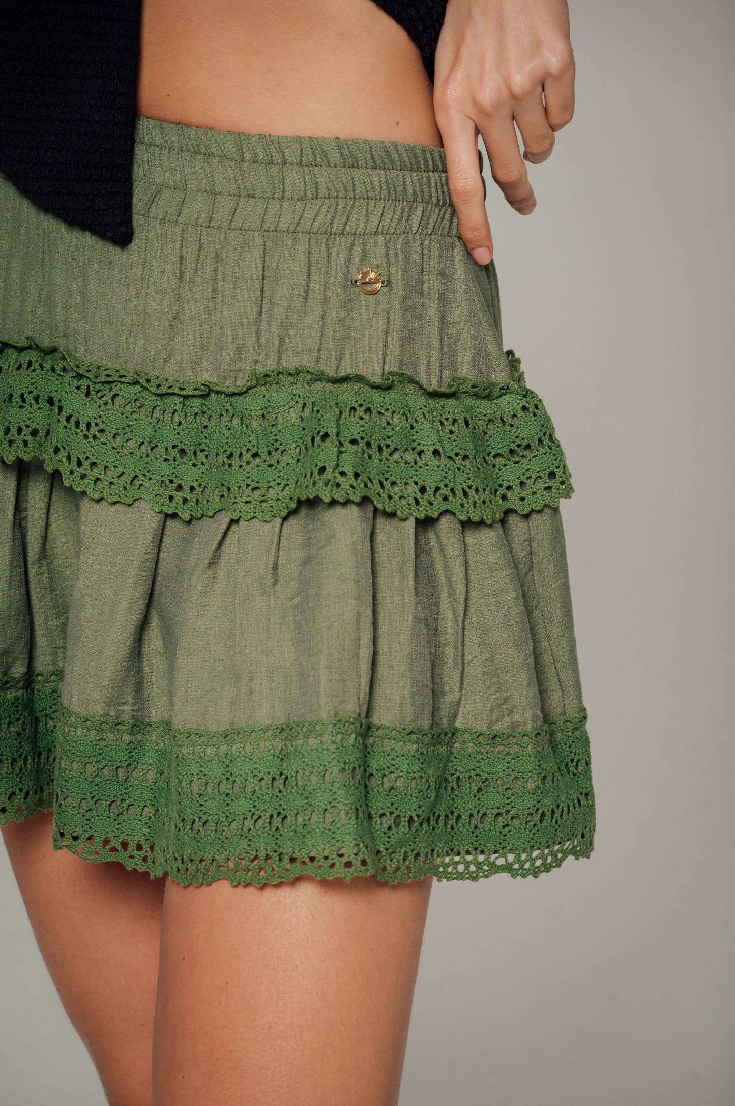 Falda en lino con encaje Cleo