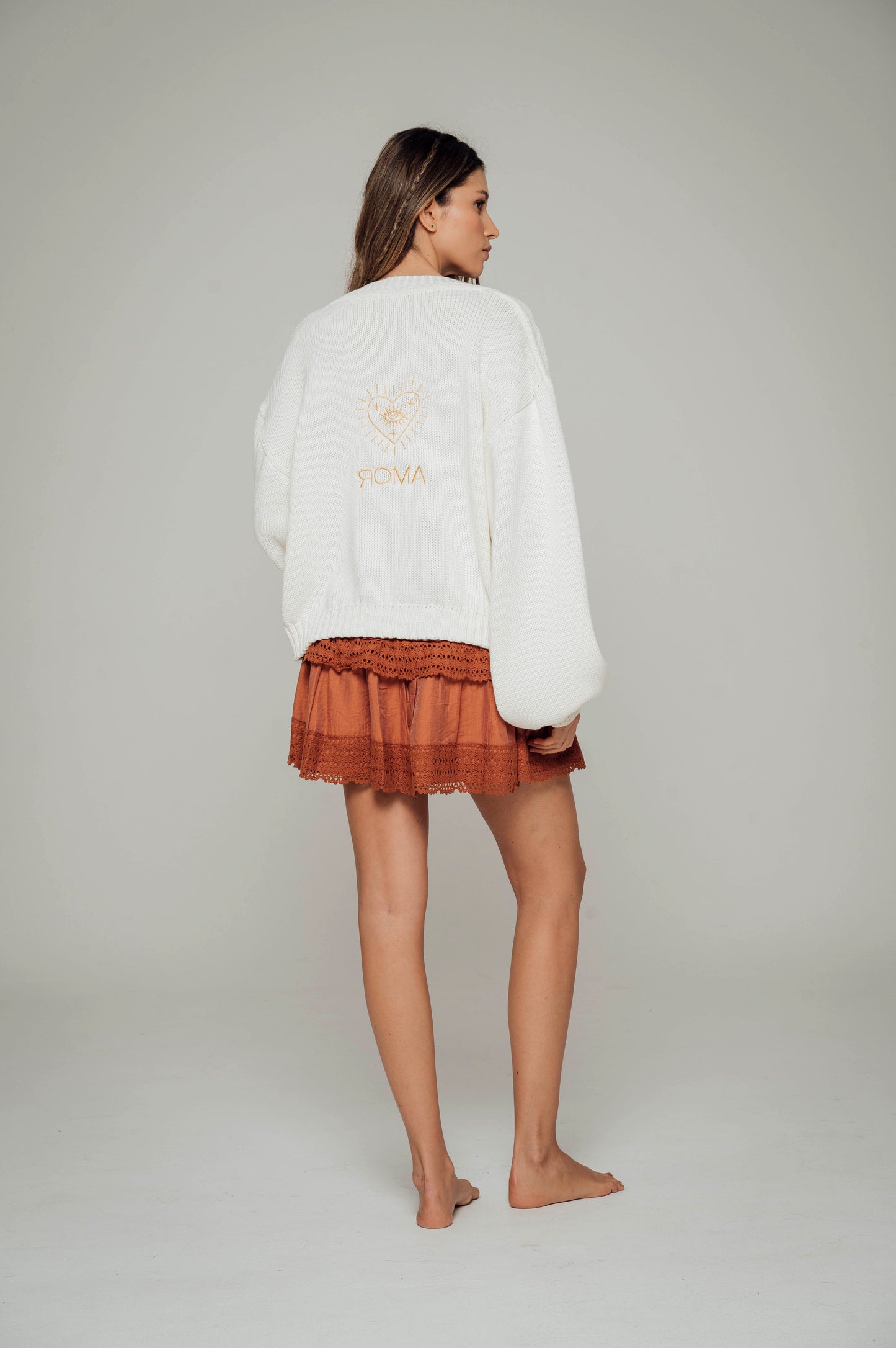 Falda en lino con encaje Cleo