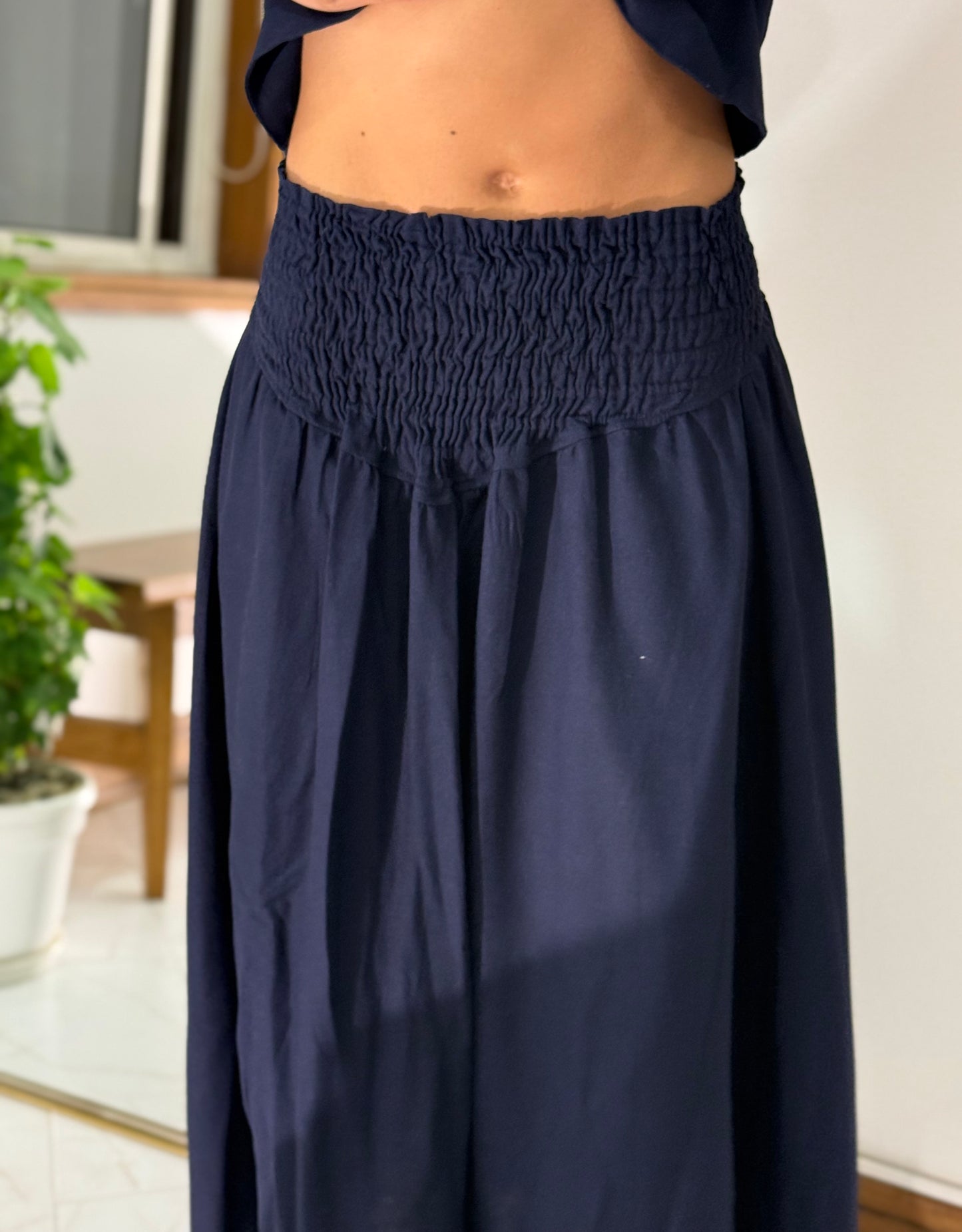 Falda Lola Larga Lino Azul Navy