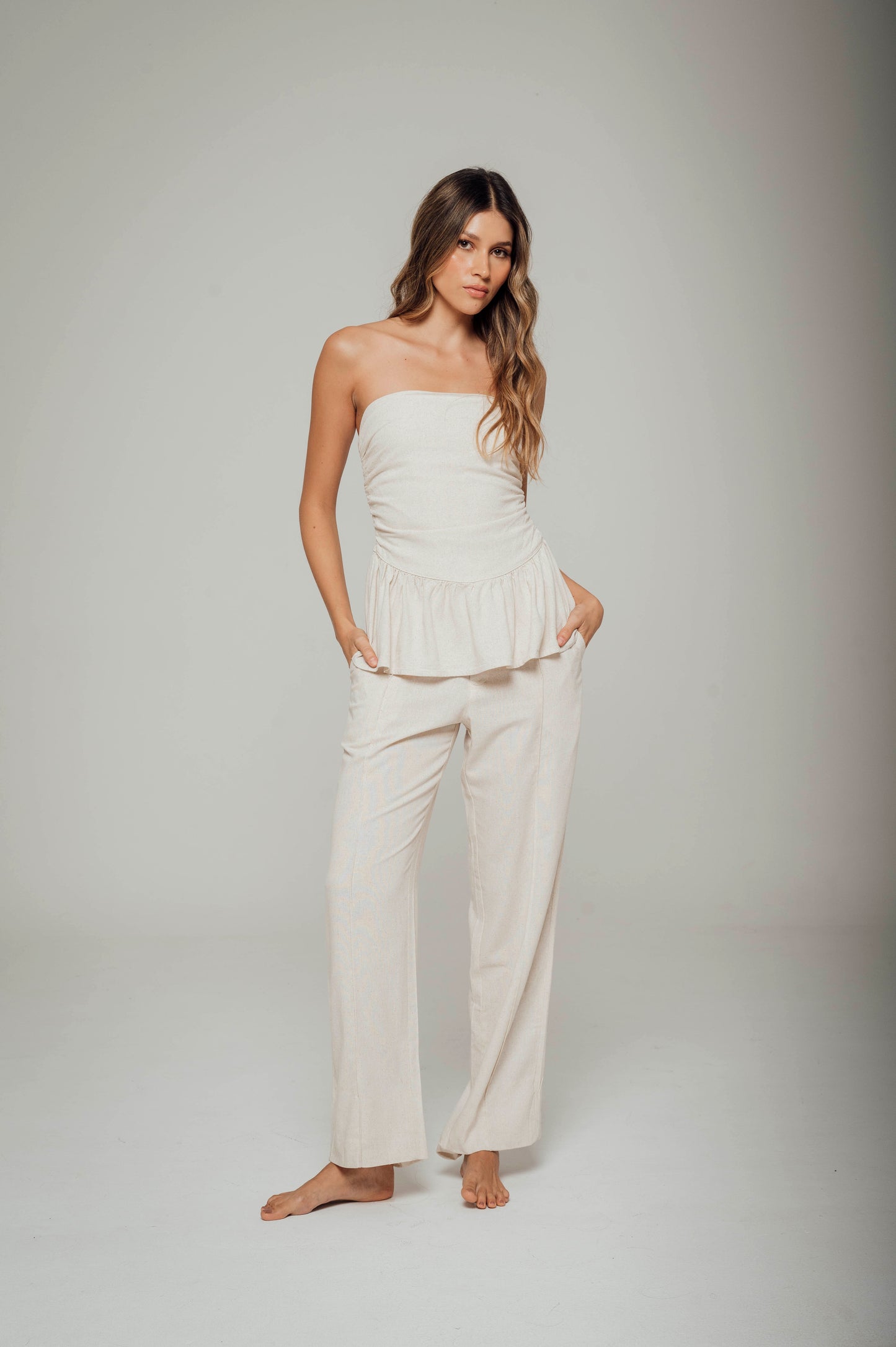 Top strapless con espalda en nido de abeja PORTOFINO