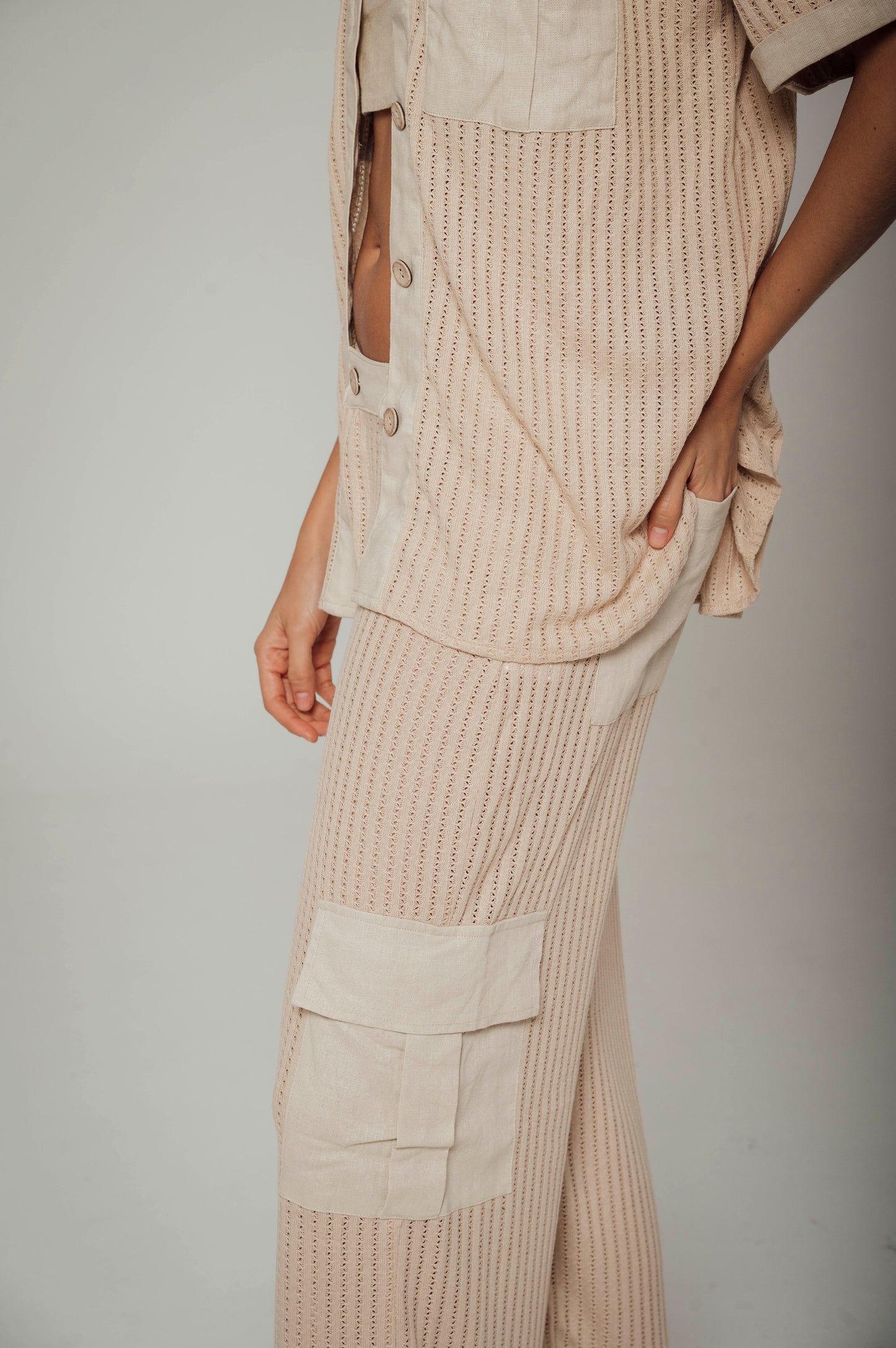 Pantalón tejido con bolsillos en lino Ibiza