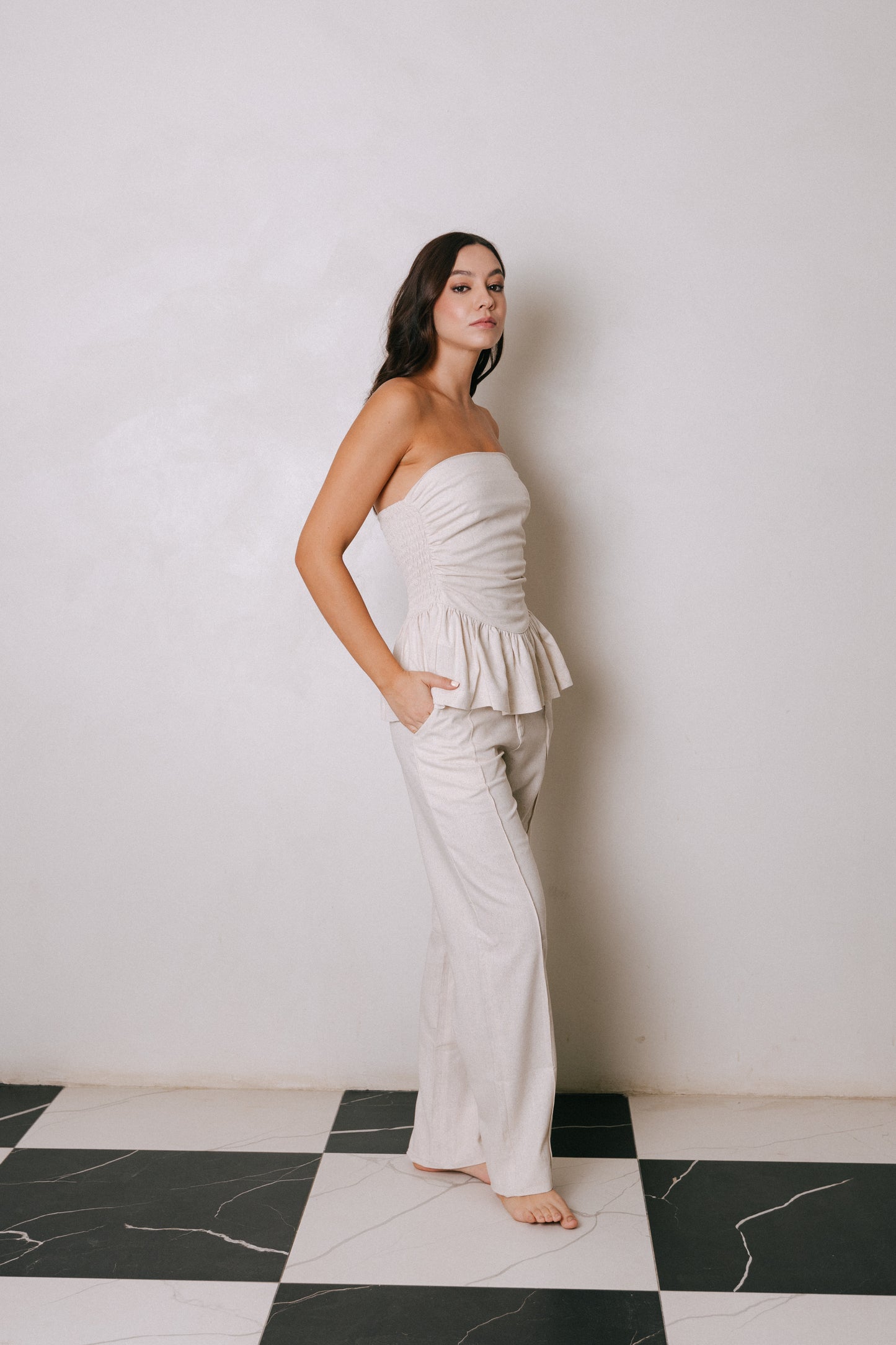 Top strapless con espalda en nido de abeja PORTOFINO