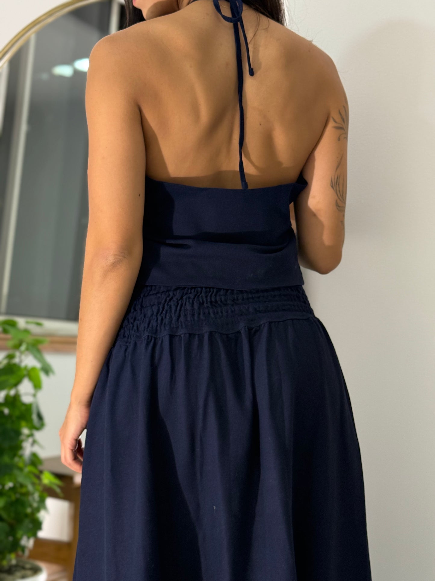 Top Lola Lino Espalda Destapada Azul Navy