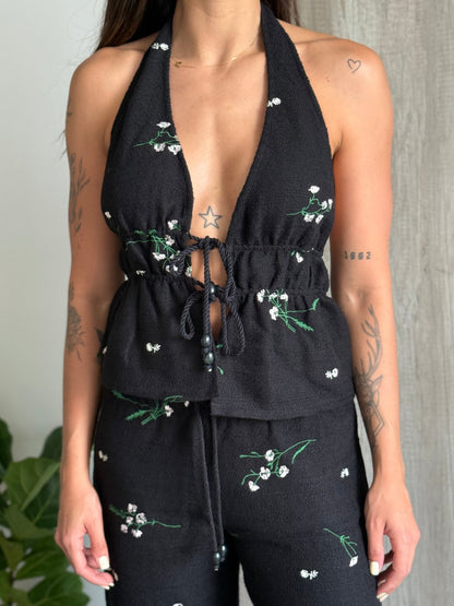 SET EPIC NEGRO BORDADO FLORES