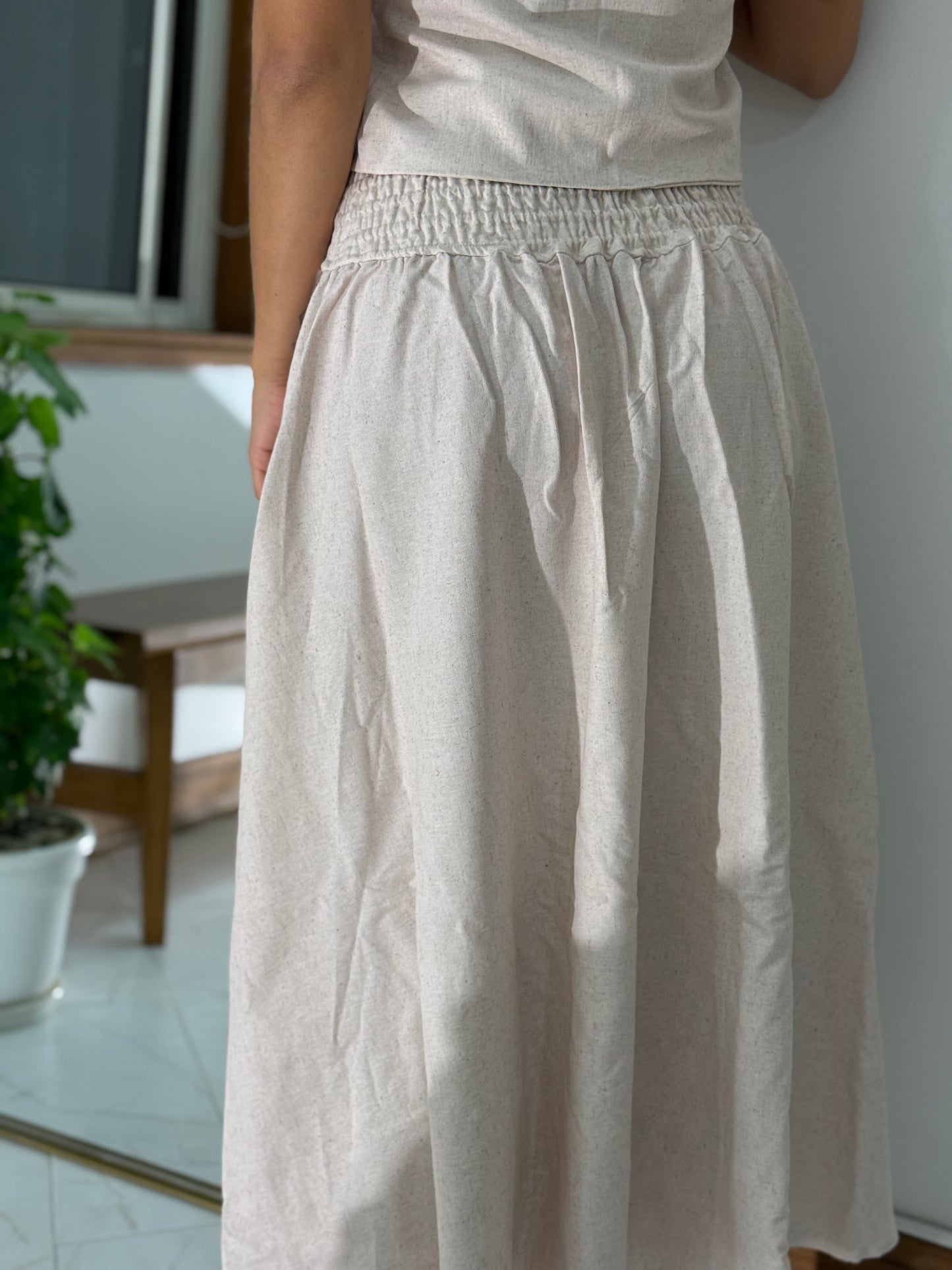 Falda Lola Larga Lino Palo de Rosa