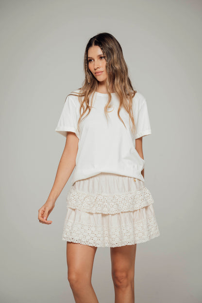 Falda en lino con encaje Cleo