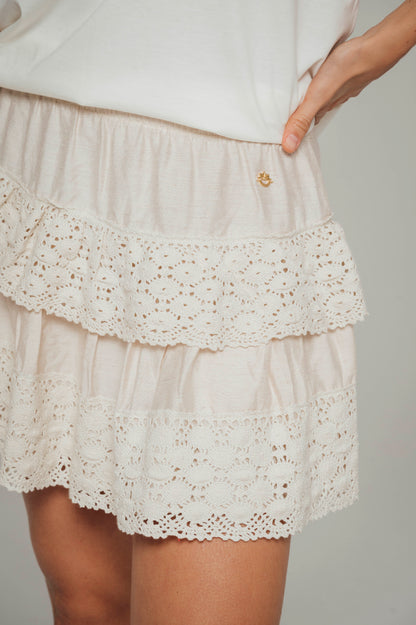 Falda en lino con encaje Cleo