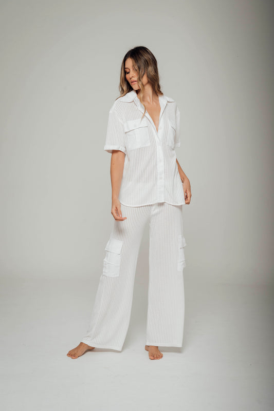 Pantalón tejido con bolsillos en lino Ibiza