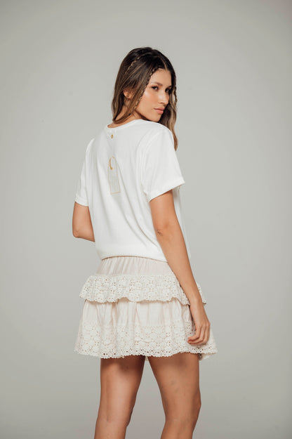 Falda en lino con encaje Cleo