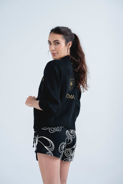 Falda short bordada Yvon Negra