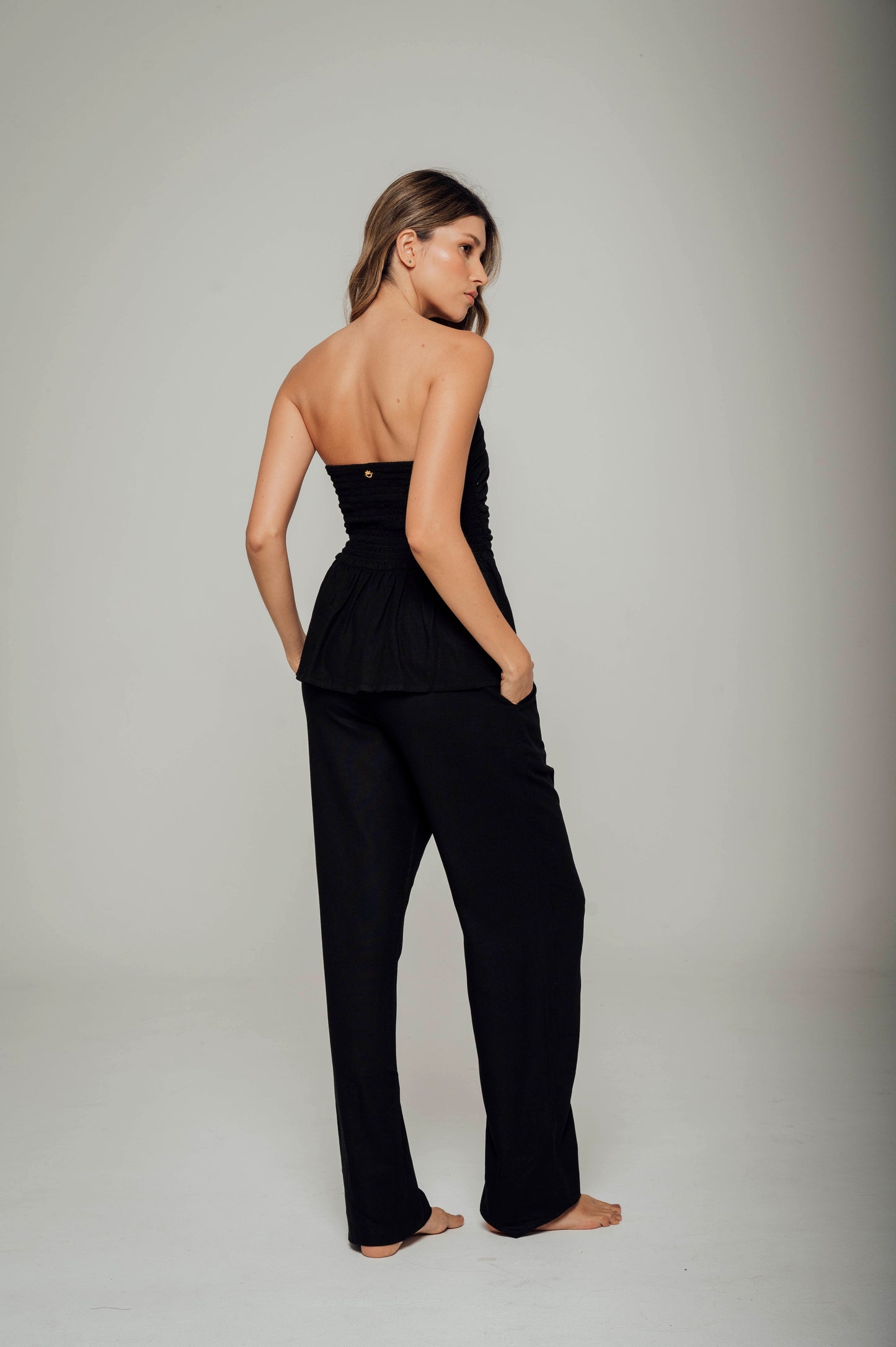 Pantalon en lino bota recta Portofino