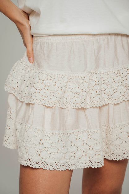 Falda en lino con encaje Cleo