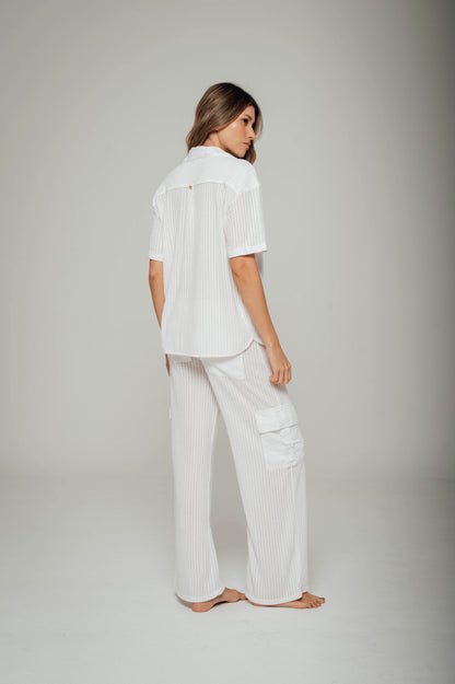 Pantalón tejido con bolsillos en lino Ibiza
