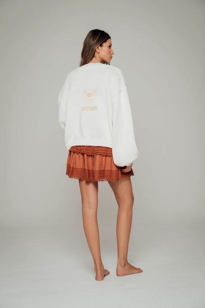 Falda en lino con encaje Cleo