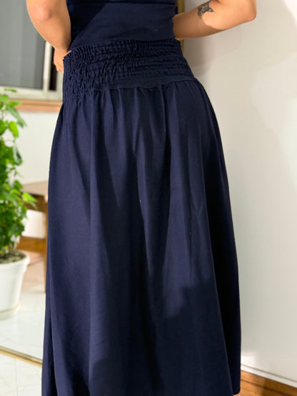 Falda Lola Larga Lino Azul Navy