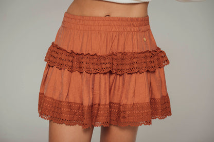 Falda en lino con encaje Cleo