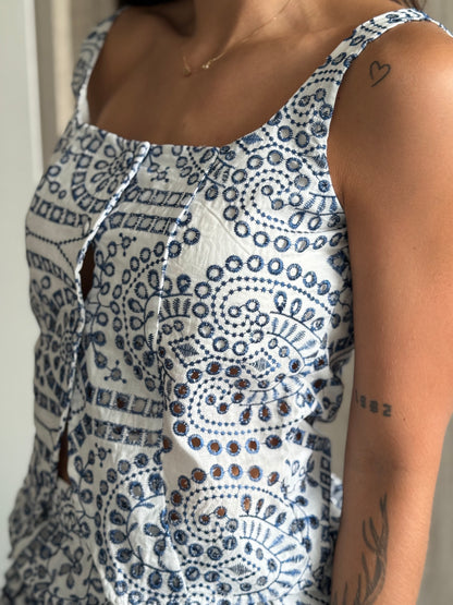 Top Celia Blanco / Azul Ojalillo