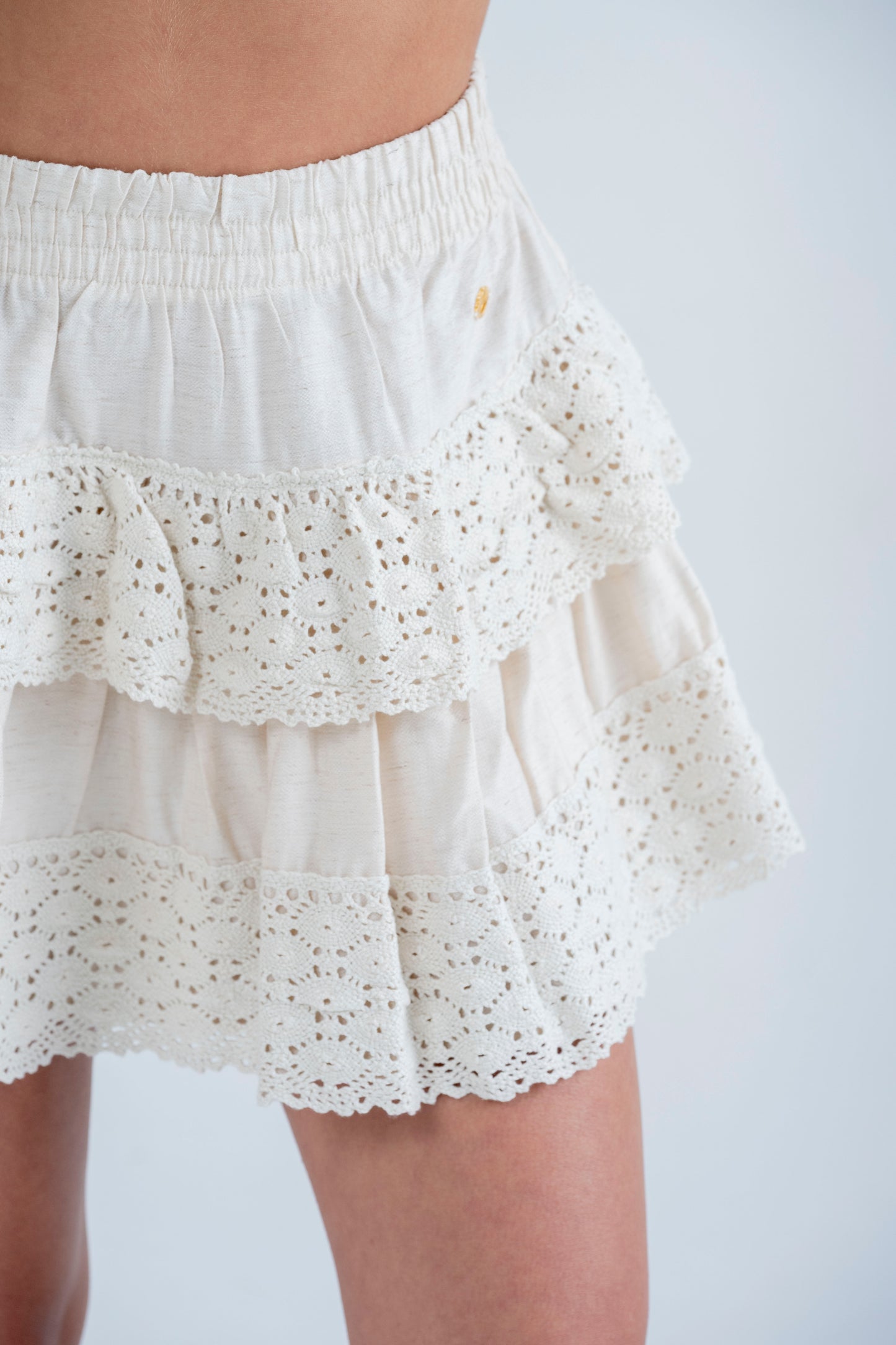 Falda en lino con encaje Cleo