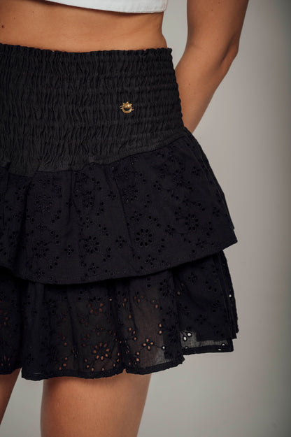 Falda Maple Ojalillo Algodón Negra