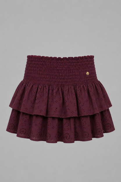 Falda Maple Ojalillo Algodón Vino