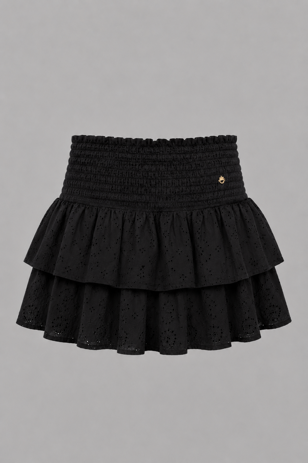 Falda Maple Ojalillo Algodón Negra