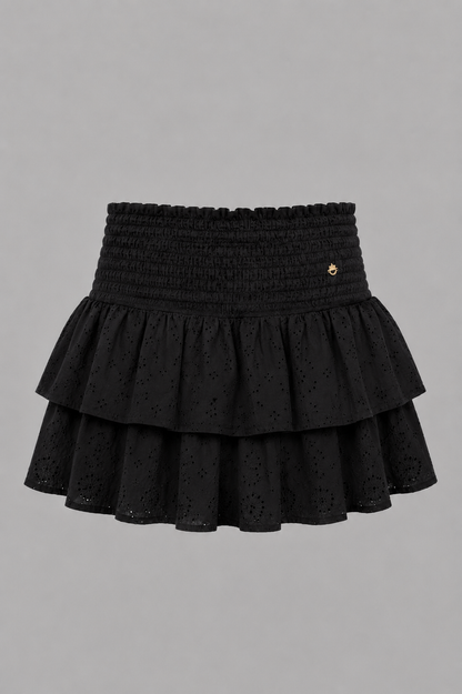 Falda Maple Ojalillo Algodón Negra