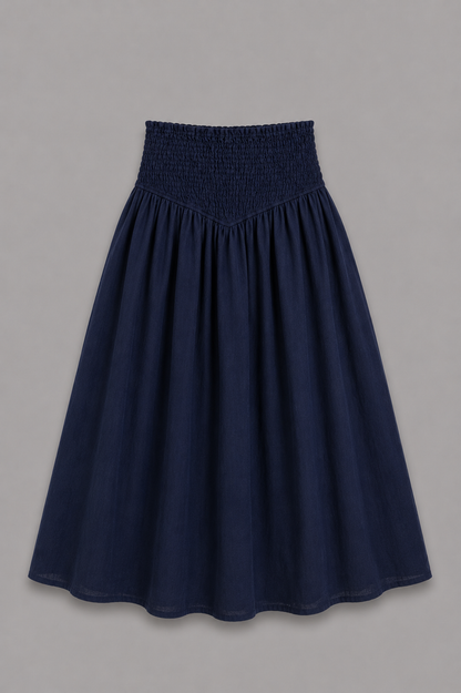 Falda Lola Larga Lino Azul Navy