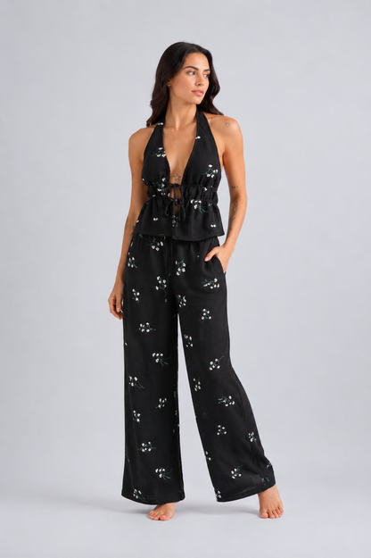 SET EPIC NEGRO BORDADO FLORES