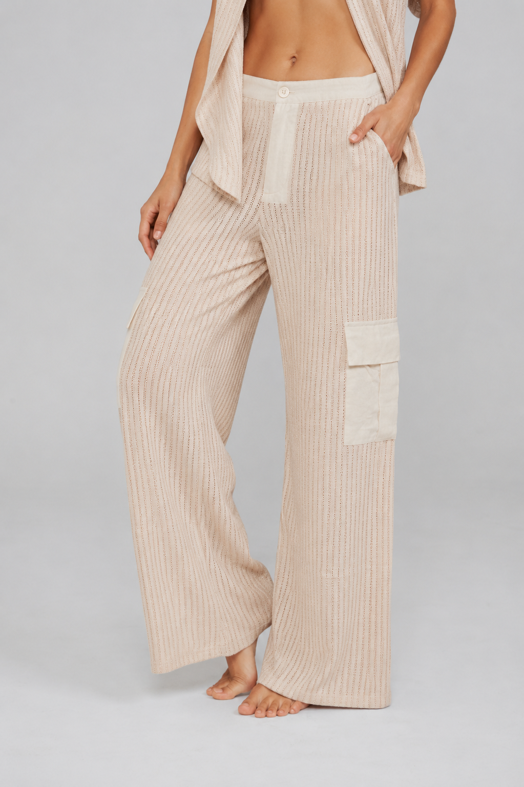 Pantalón tejido con bolsillos en lino Ibiza