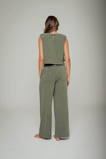 Pantalon silueta ancha con pretina enresortada Bermeo