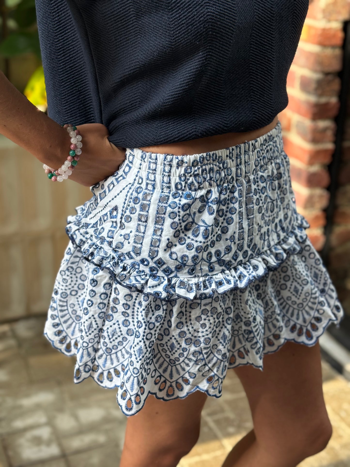 Falda Celia Blanca y Azul