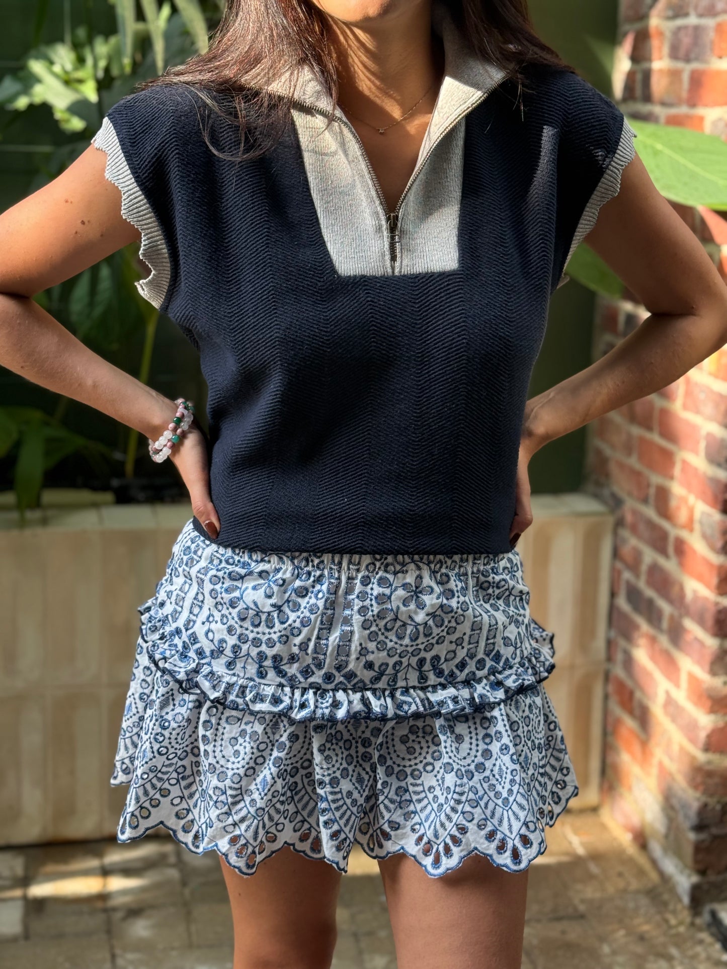 Falda Celia Blanca y Azul