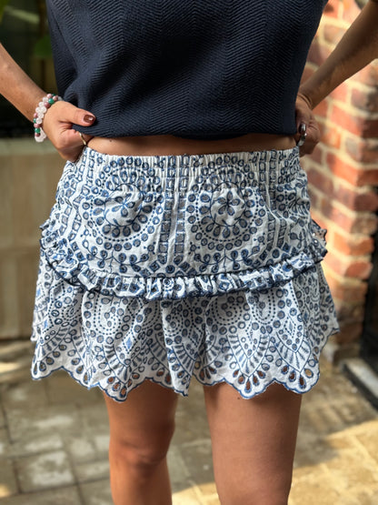 Falda Celia Blanca y Azul